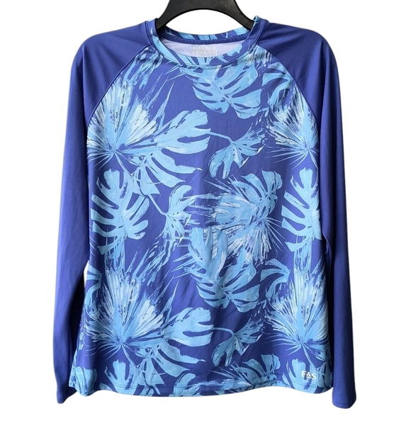 Field & Stream Blue Leaf Print Women's Dry Fit Rash Guard Long Sleeve Top M - Picture 8 of 8